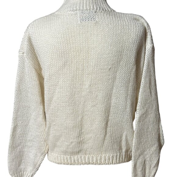 Vintage Cream Mock Neck Cottage Core Coastal Grandmother Sweater Sz Large - Picture 5 of 6
